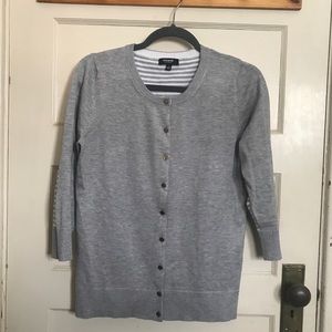 Premise Studios gray and white striped cardigan
